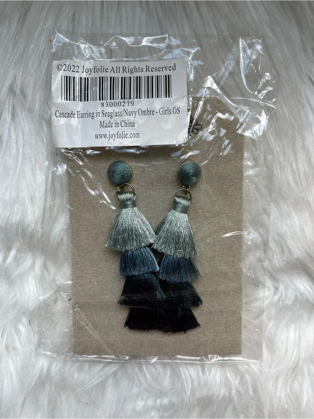 Joyfolie Cascade Earring Blue Ombré Tiered Tassel Dangle Earrings Boho